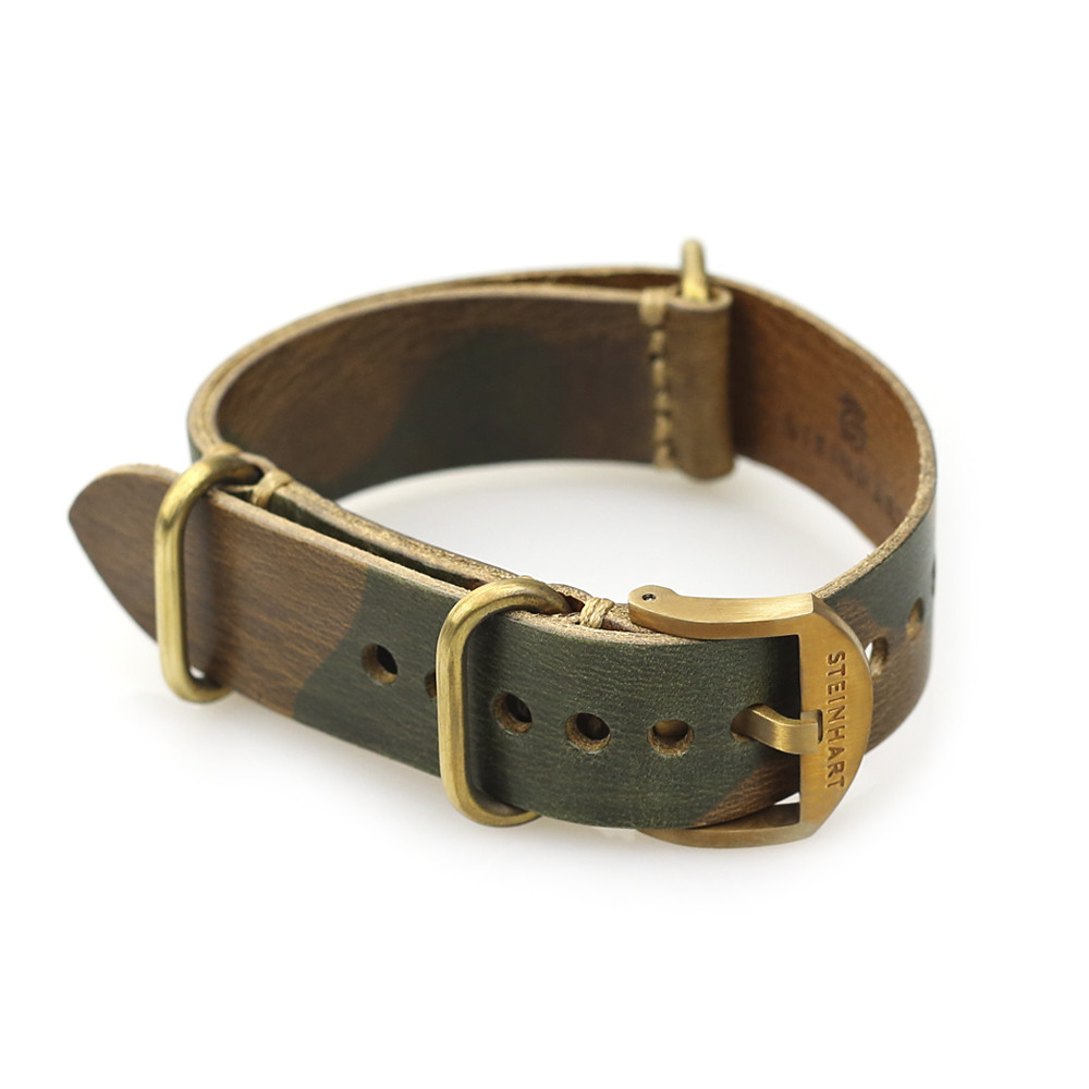 Nato Leather Strap brown Camouflage with bronze buckle