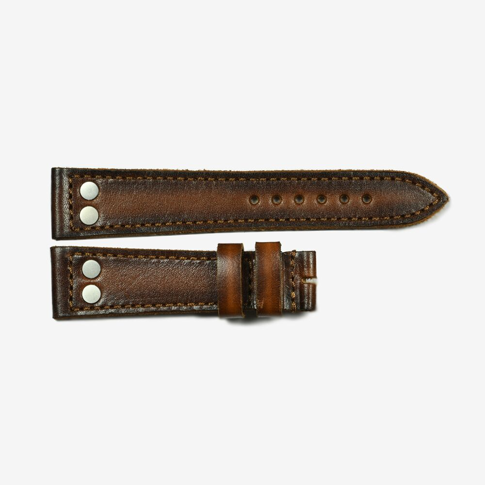 Leather strap cognac with mat rivets size S