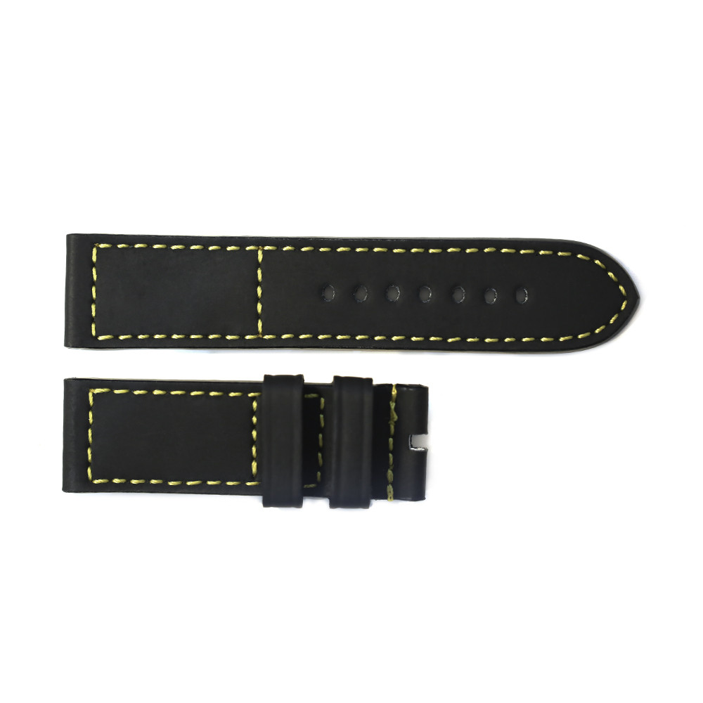 Rubber strap black with yellow stitching size M